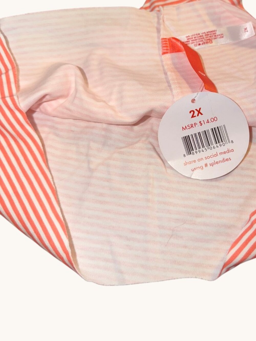 NWT Splendies Coral & White Pinstripe Panty Size 2X